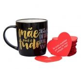 Caneca em ceramica c/ 365 bilhetes Uatt - mãe, você é tudo