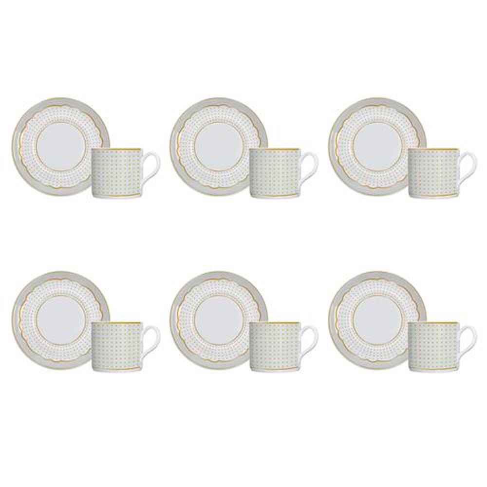 Xícara Para Café Porcelana Germer Royal Off White Kit 6 Peças