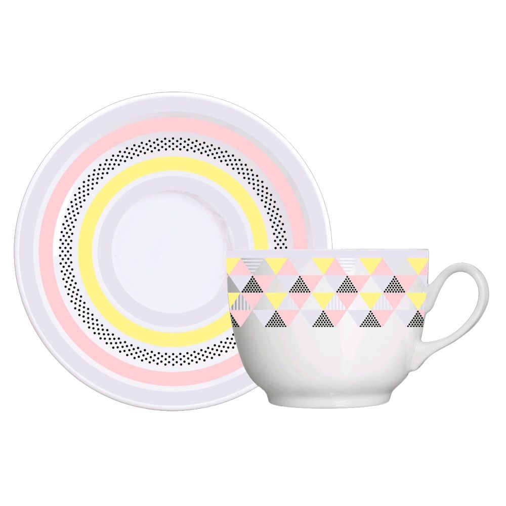 Jogo 6 xicaras café c/ pires porcelana 75 ml Germer Candy