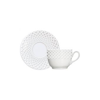 Jogo 6 xicaras café c/ pires porcelana 75 ml Germer Bianco