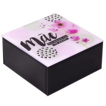 PORTA-JÓIAS DE VIDRO UATT - MÃE, AMOR PRA SEMPRE