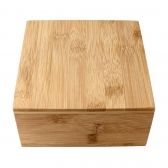 Caixa em bambu quadrada com 4 divisorias 16cm x 16cm x 7,8cm