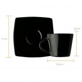 Xícara Para Café Porcelana Germer Preto Linha Oriental Kit 6 Peças