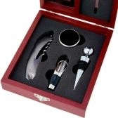 Kit Acessórios para Vinho com 5 Peças e Estojo em Madeira