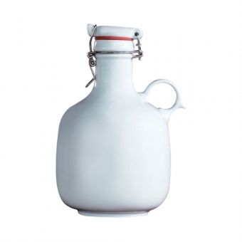 Garrafão Growler Slim P/ Cerveja Em Porcelana Branca 2 Litros