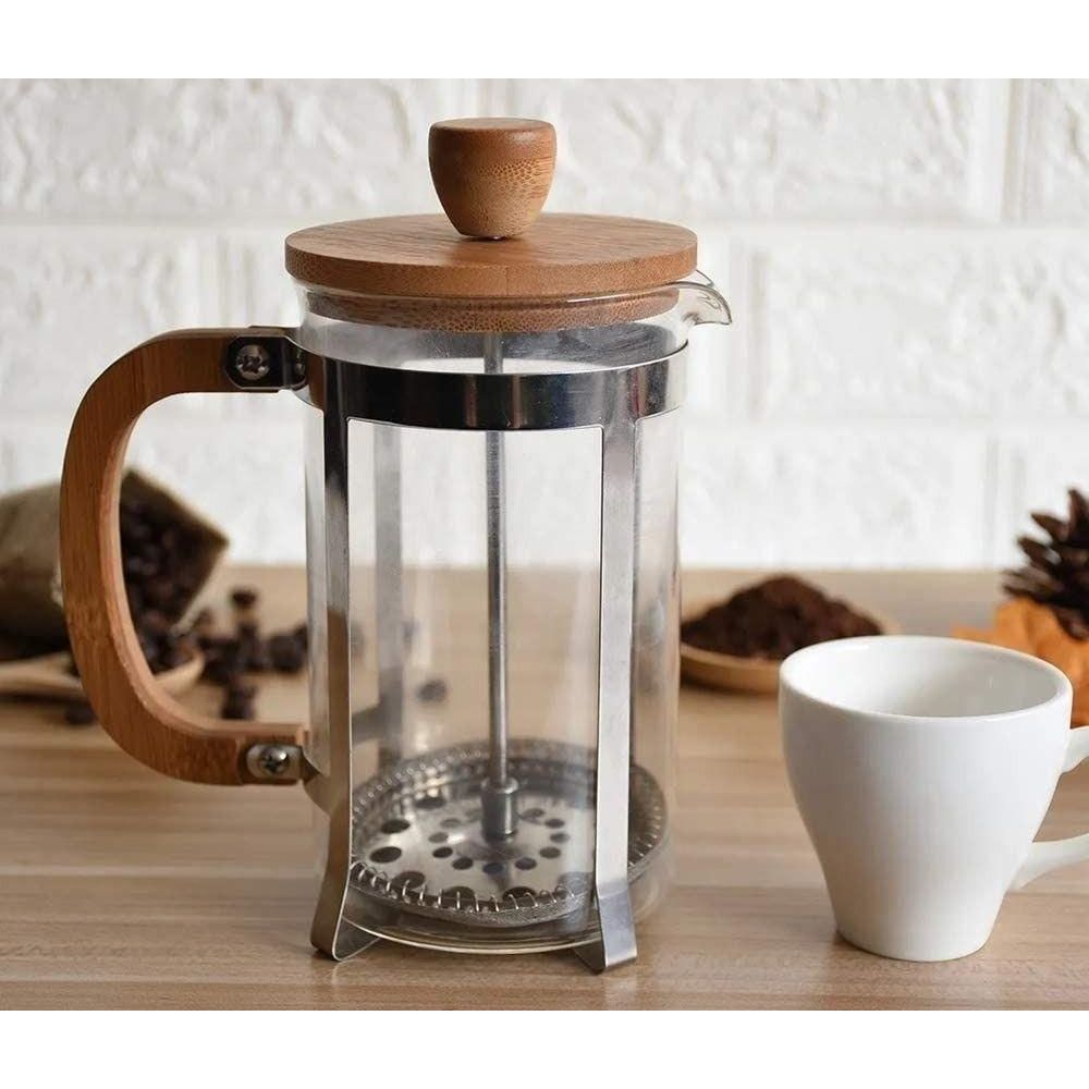 Cafeteira Prensa Francesa em Vidro Barossilicato Bambu e Aço Inox 350ml
