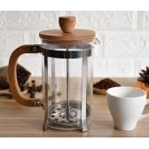 Cafeteira Prensa Francesa em Vidro Barossilicato Bambu e Aço Inox 350ml