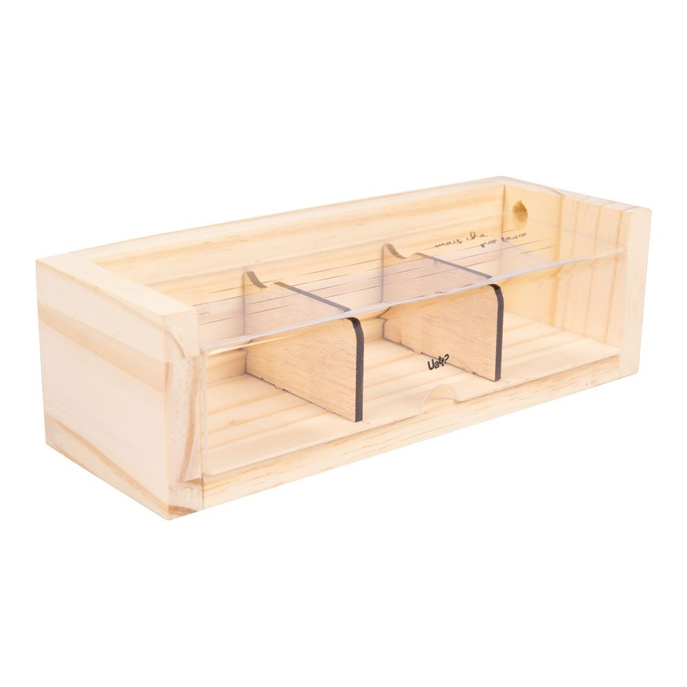 Caixa Estojo Organizador para Chá com 3 Divisoes Uatt - Natural Colors