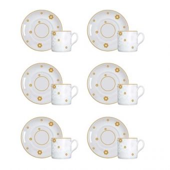 Xícara Para Café Porcelana Germer Brasilia Buque de Noiva Kit 6 Peças