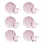 Xicara Para Café Porcelana Germer Tassel Rosa Fractal Kit 6 Peças