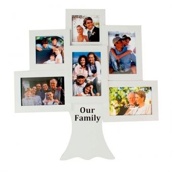 Porta Retrato Mural de 6 Fotos em MDF em Formato de Árvore Dynasty