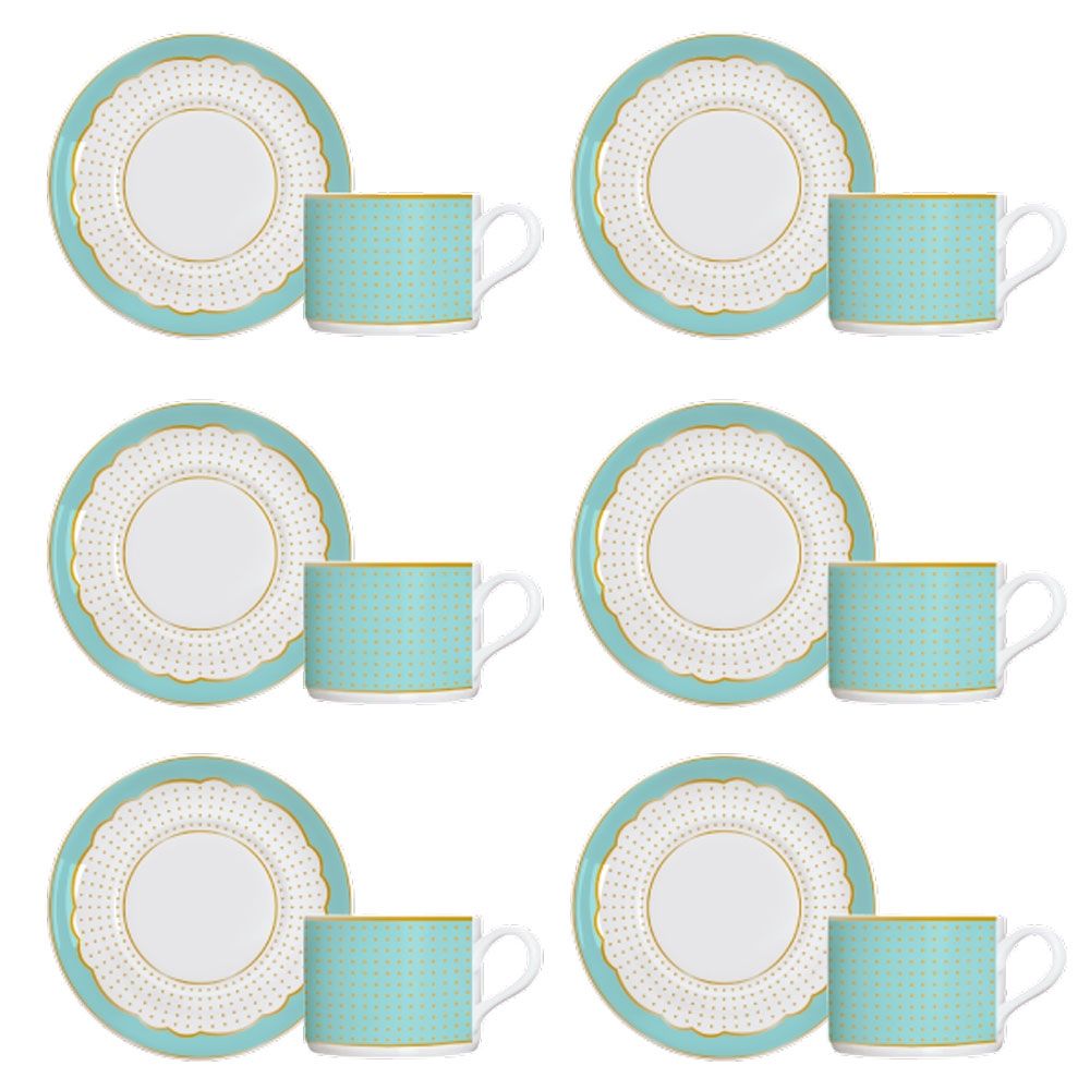 Xícara Para Café Porcelana Germer Royal Tiffany Kit 6 Peças