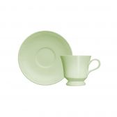 Xícara Para Café Porcelana Germer  Cottage Verde Menta Kit 6 Peças