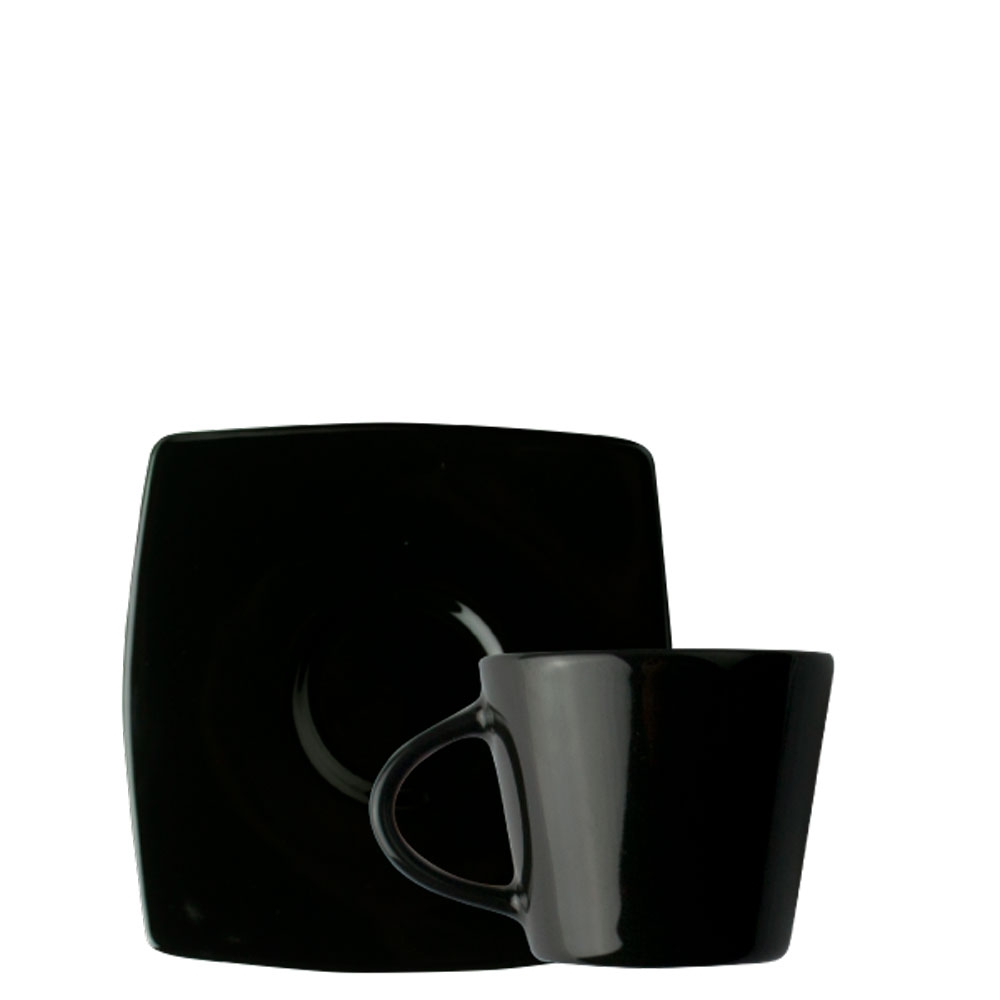 Xícara Para Café Porcelana Germer Preto Linha Oriental Kit 6 Peças
